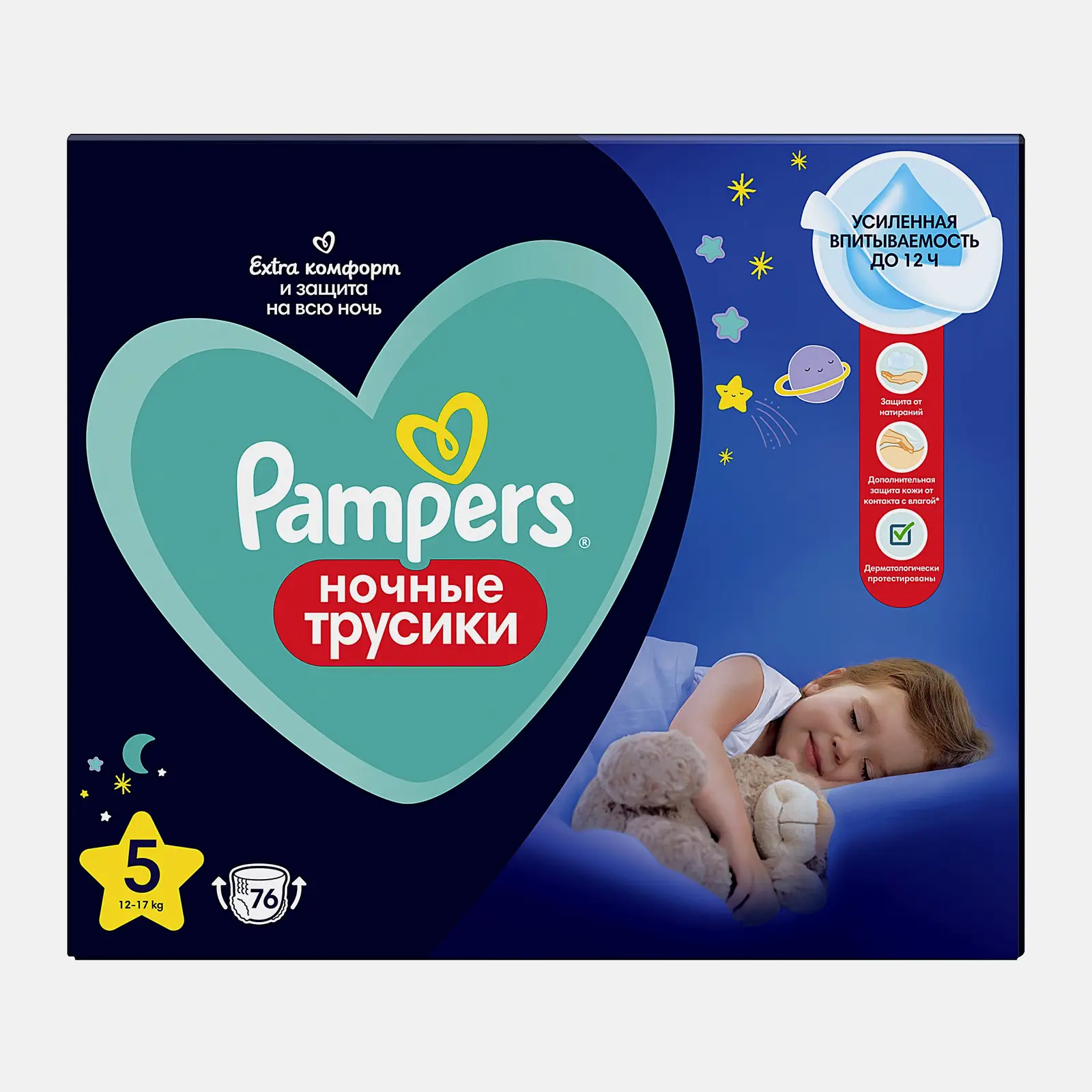 Ночные трусики р.5 12-17кг Junior Pampers 76шт