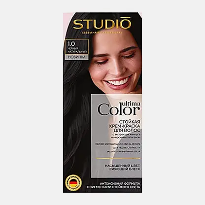 Стойкая краска для волос тон 1.0 Черный натуральный Studio Professional Ultima Color 100мл