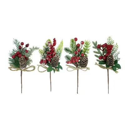 Изображение товара Ветка с украшениями красными Юнихоум 25см в ассортименте