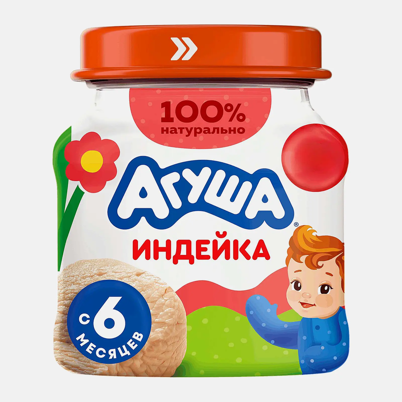 Изображение товара Пюре Агуша Индейка 80г натуральное гипоаллергенное для малышей 6+