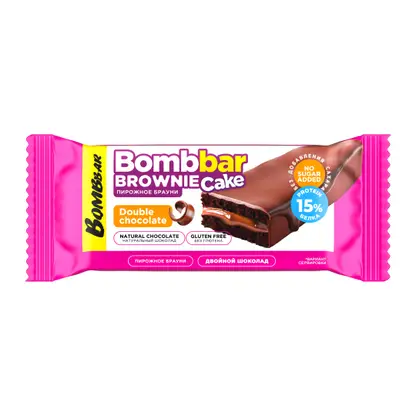 Изображение товара Пирожное протеиновое со вкусом Брауни и двойным шоколадом Bombbar 45г
