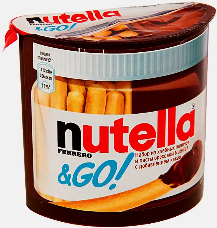 Изображение товара Паста ореховая Nutella с хлебными палочками 52г - вкусное лакомство