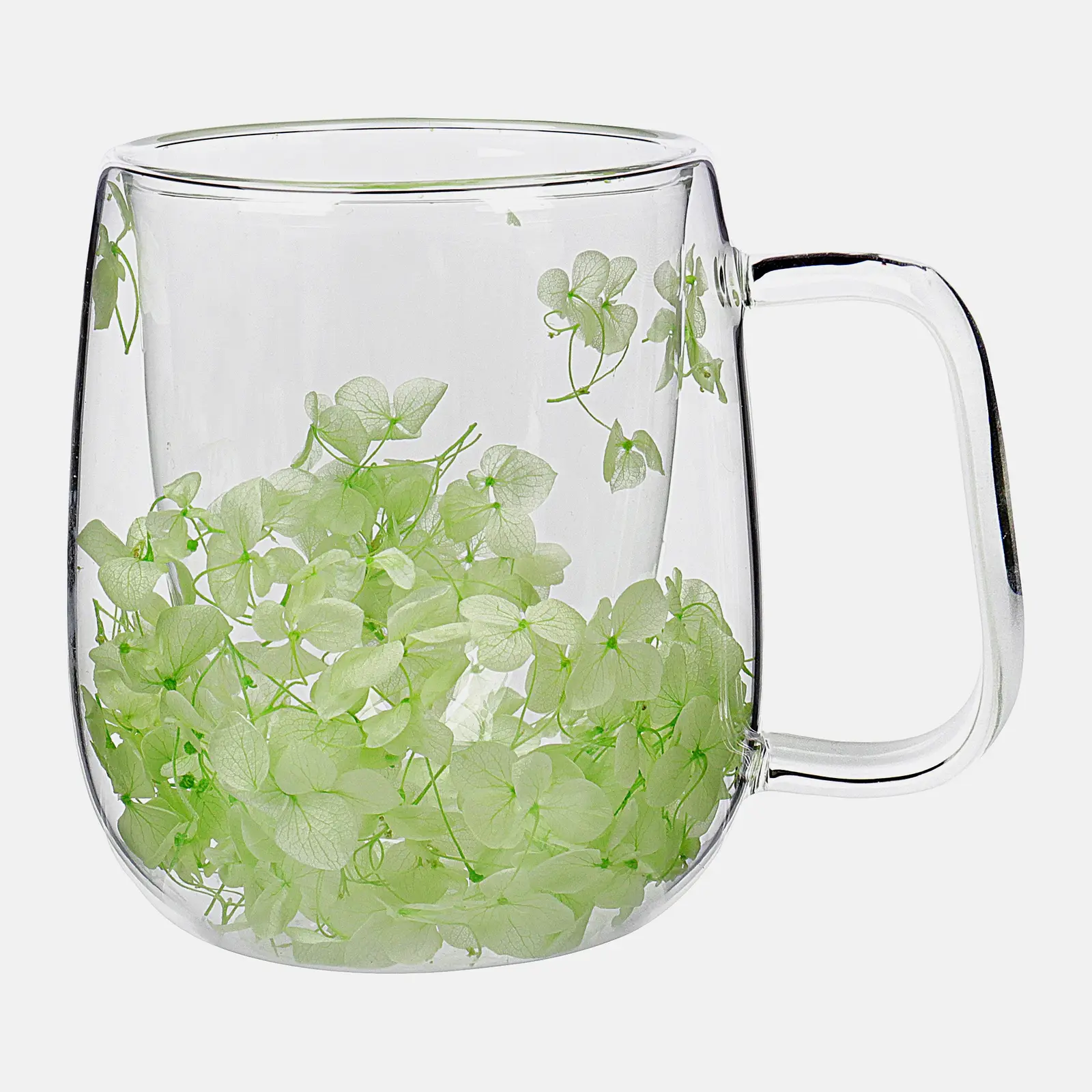 Кружка из двойного стекла Гортензия 300мл в ассортименте