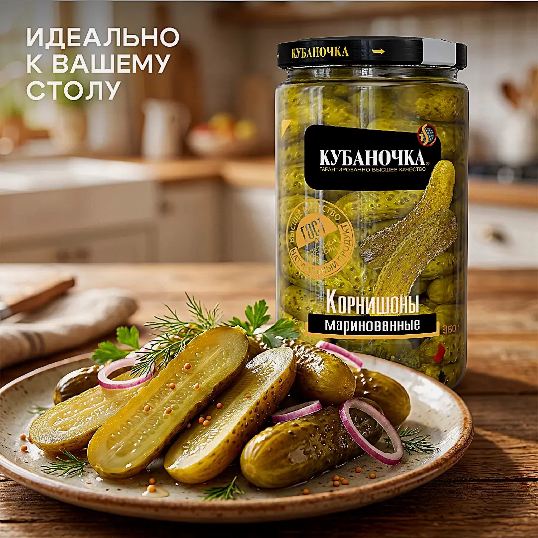 Огурцы маринованные корнишоны Кубаночка 360г - фото 4