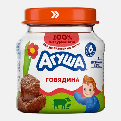 Пюре мясное детское Говядина с 6 месяцев Агуша 80г