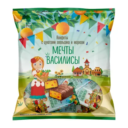 Изображение товара Конфеты Мечты Василисы с цукатами апельсина и моркови Конфитер Кубани 350г Изображение товара Конфеты Мечты Василисы с цукатами апельсина и моркови Конфитер Кубани 350г