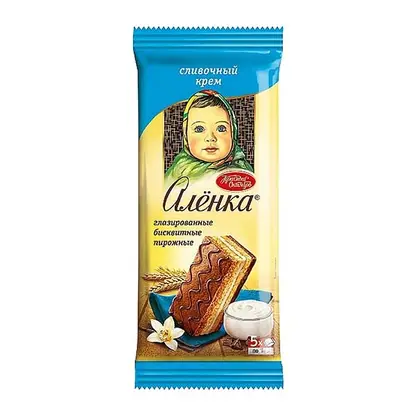 Изображение товара Пирожное бисквитное со сливочным кремом Аленка 150 г вкусное классическое десертное изделие