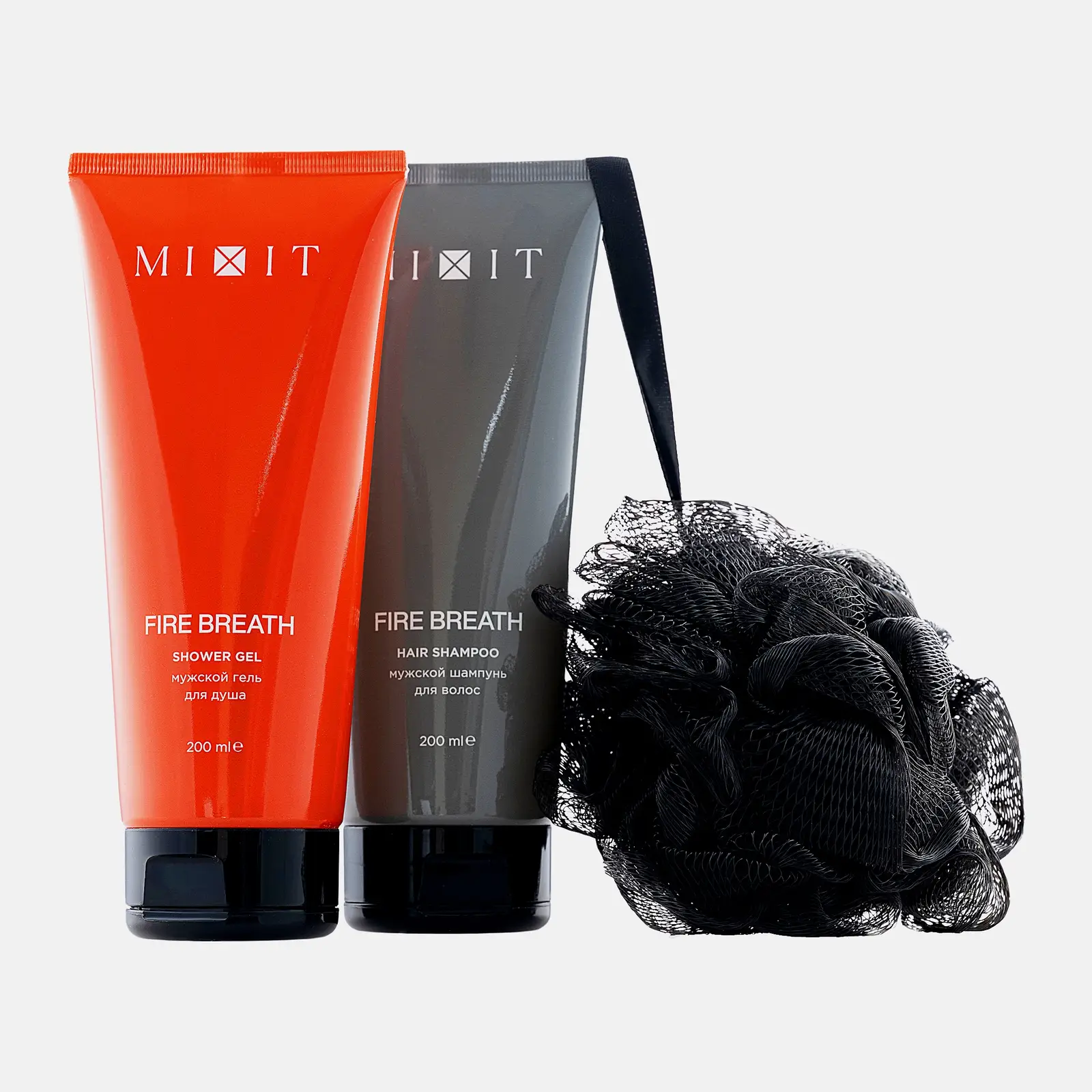 Подарочный набор для мужчин Fire Breath Mixit Гель для душа 200мл + Шампунь 200мл + Мочалка в ассортименте