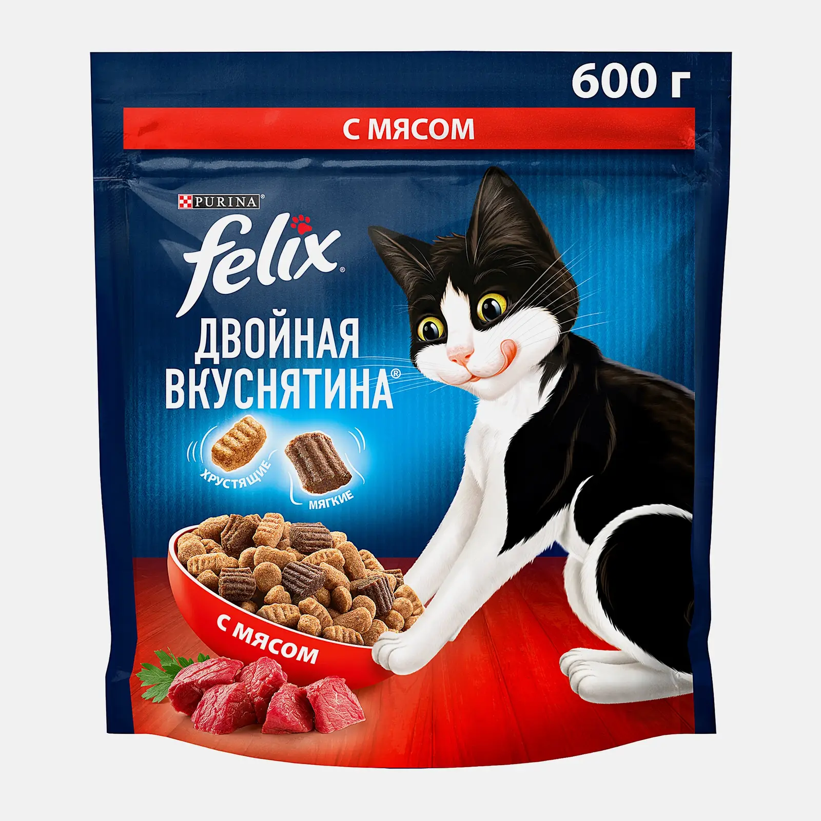 Изображение товара Сухой корм для кошек Felix Двойная вкуснятина с мясом 600г