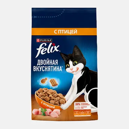 Сухой корм для кошек Двойная вкуснятина с птицей Felix 1.3кг