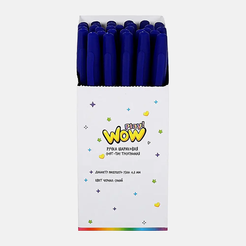 Трёхгранная шариковая ручка синяя WowPlay! софт-тач - фото 2