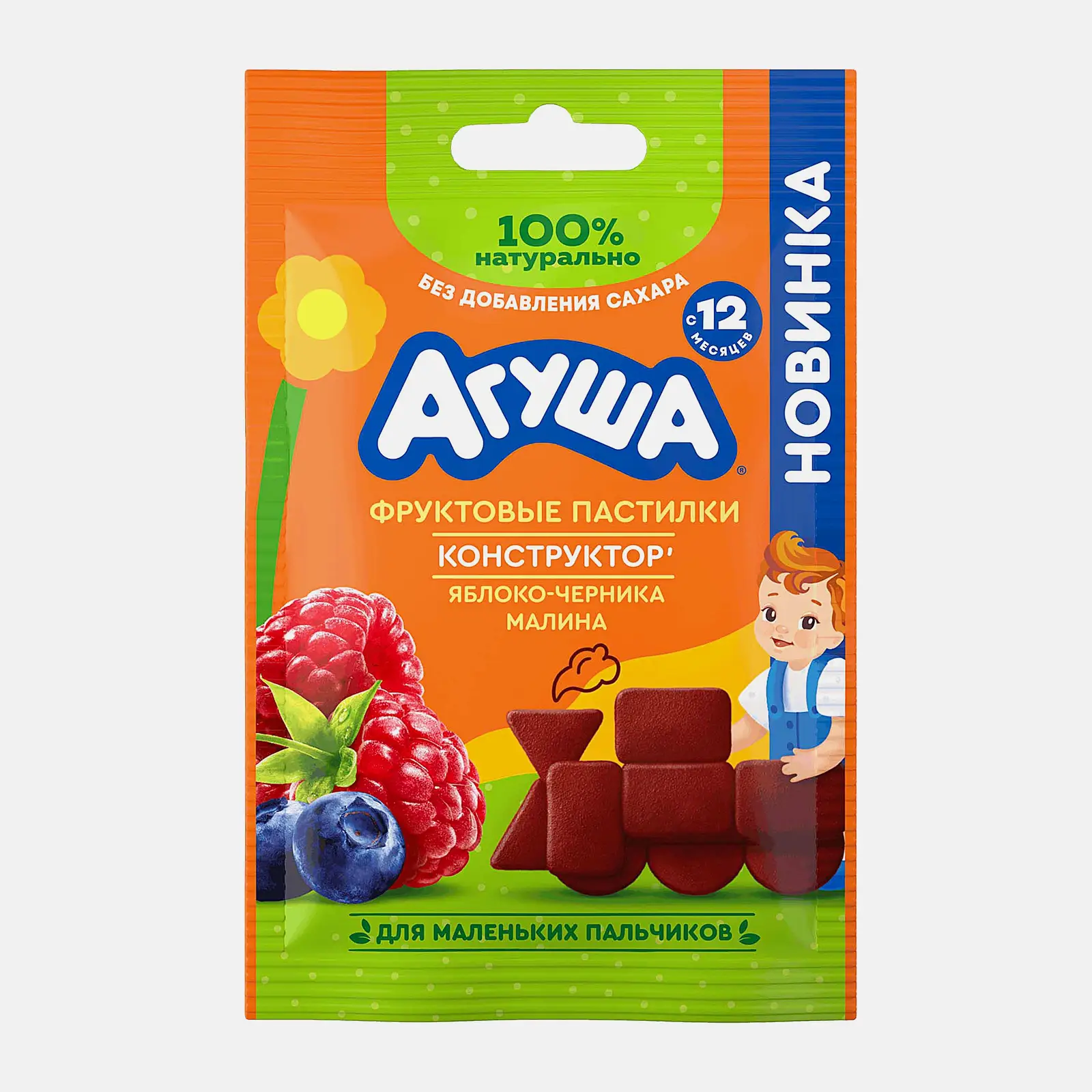 Изображение товара Фруктовые пастилки яблоко-черника-малина с 12 месяцев Агуша 12г