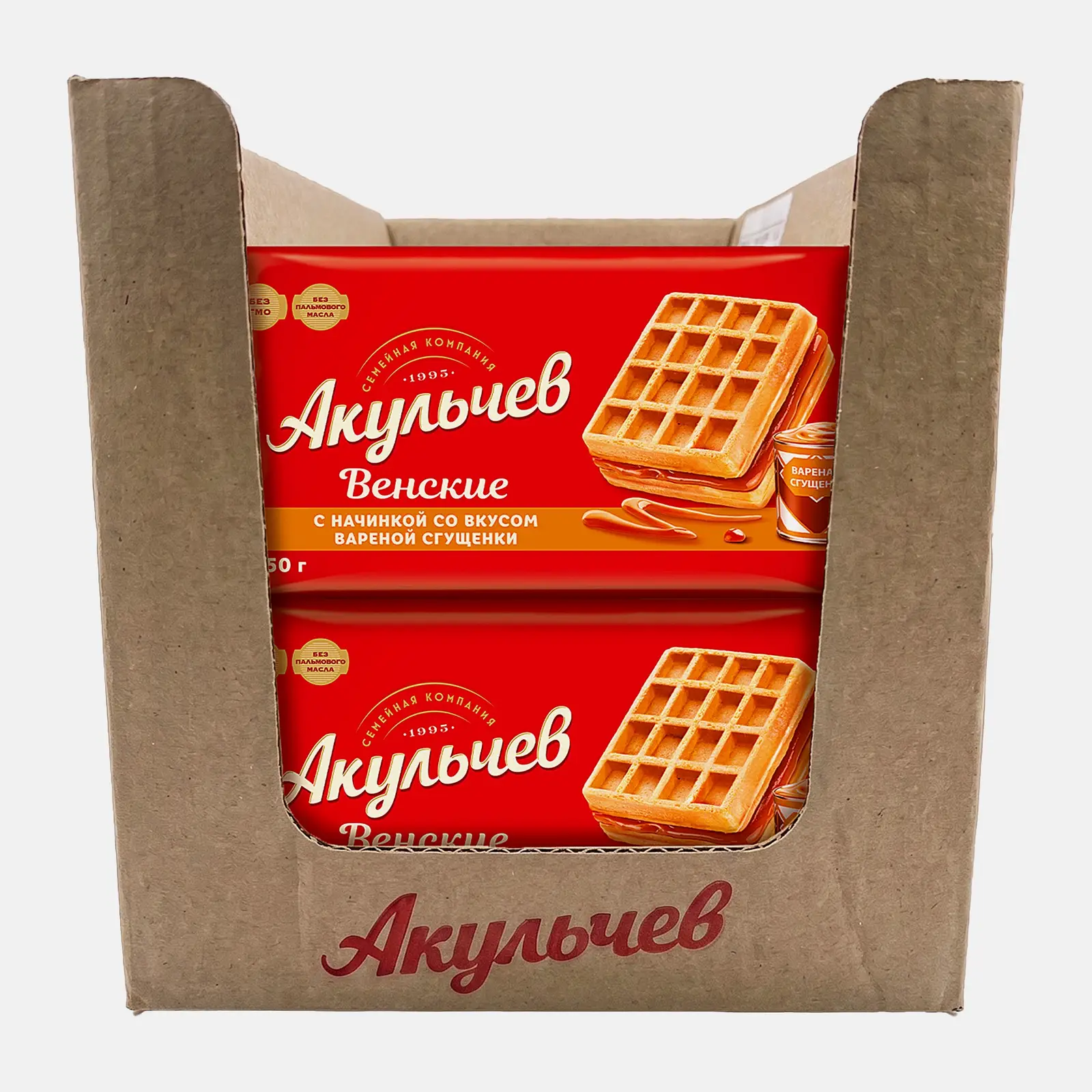 Вафли Акульчев Венские со вкусом вареной сгущенки 100г - фото 3