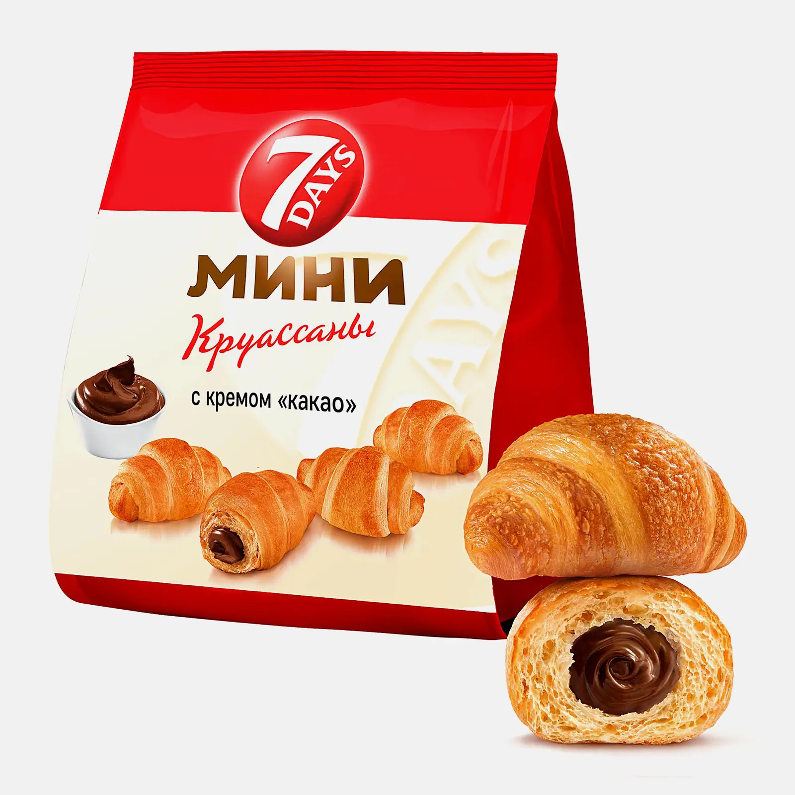 Изображение товара Мини круассан с кремом какао 7Days 265 г воздушное и вкусное лакомство