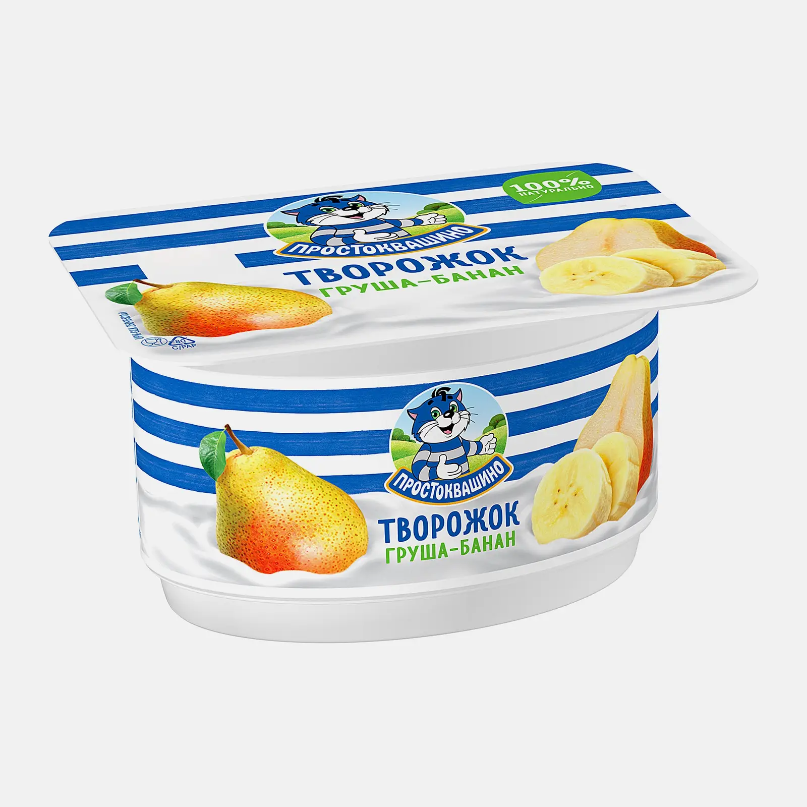Изображение товара Творожок с грушей и бананом Простоквашино 3.6% 110г