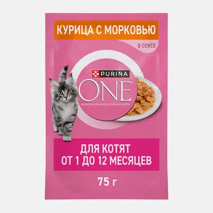 Влажный корм для котят с курицей и морковью Purina ONE 75г