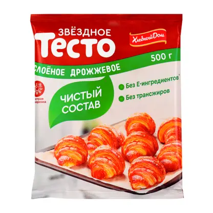 Изображение товара Тесто Хлебный дом Звездное слоеное дрожжевое 500г