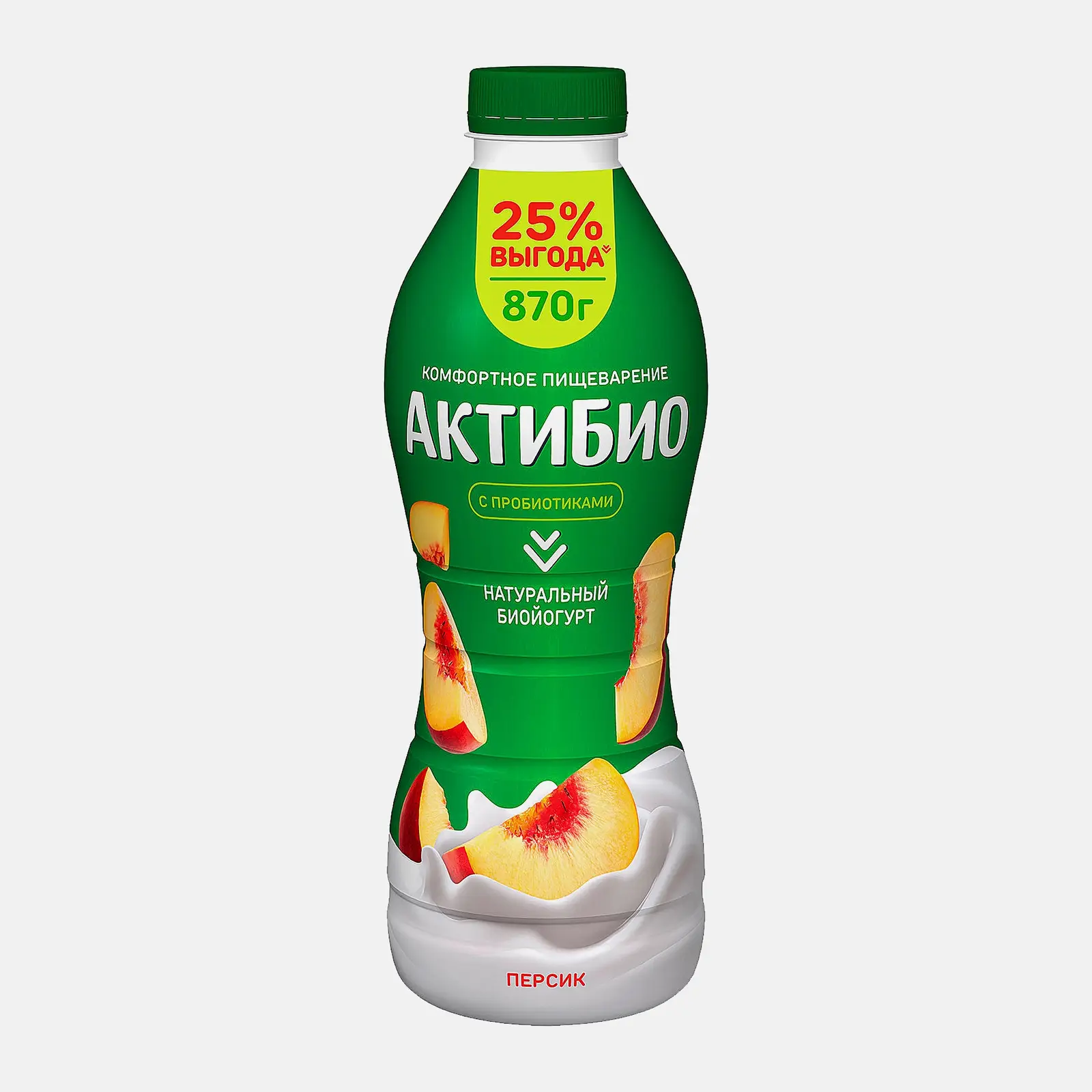 Биойогурт питьевой Актибио персик 1.5% 870г