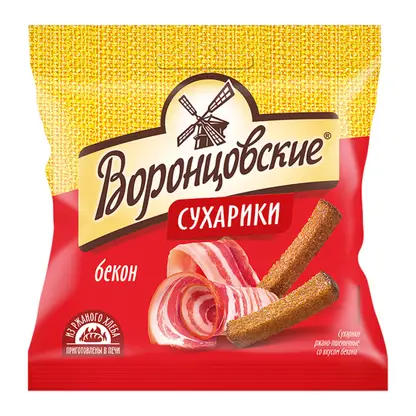Изображение товара Сухарики Воронцовские ржано-пшеничные бекон 80г
