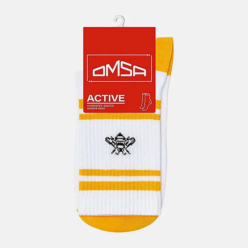 Женские носки х/б белый и жёлтый р.35-38 Active153 Omsa