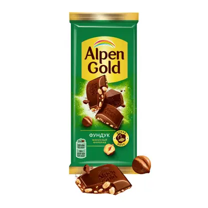 Изображение товара Молочный шоколад с фундуком Alpen Gold 80г