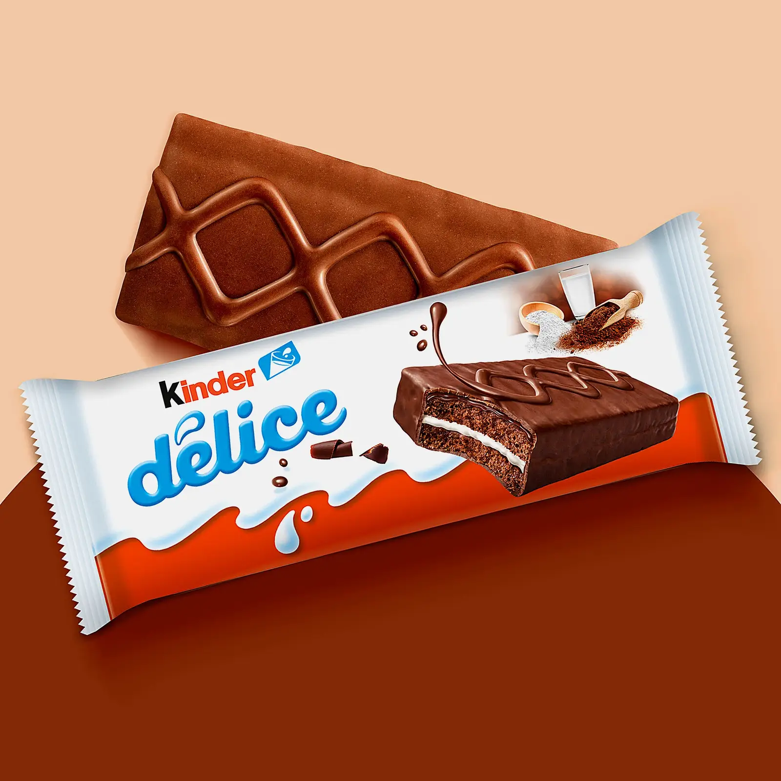 Бисквитное пирожное Delice с какао-глазурью и молочной начинкой Kinder 39г