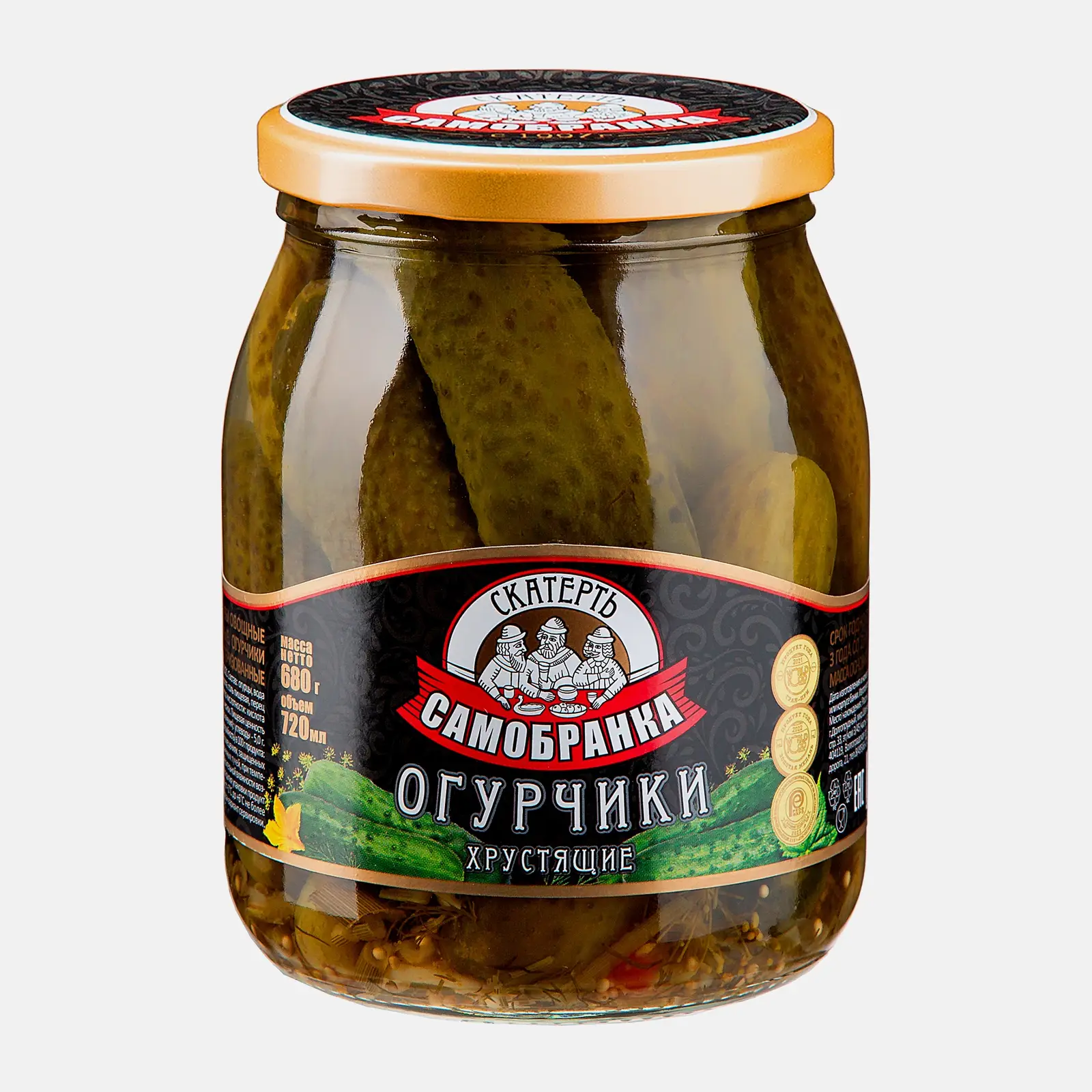 Изображение товара Маринованные огурцы "Скатерть-Самобранка" хрустящие 680 г