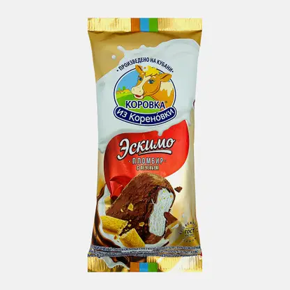 Мороженое Коровка из Кореновки Эскимо в шоколадной глазури с печеньем 70г