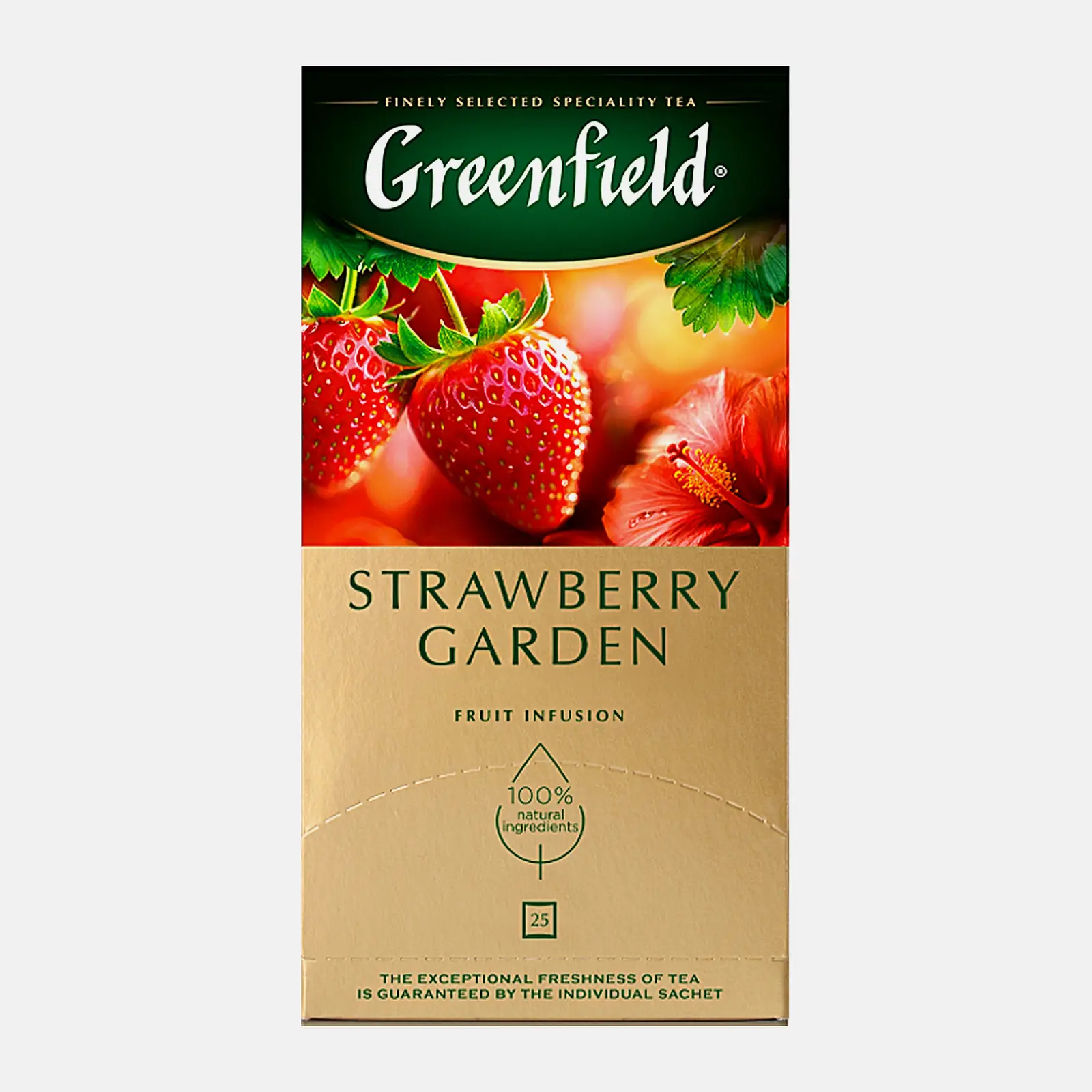 Изображение товара Чайный напиток Greenfield Strawberry Garden с ароматом клубники и розы 25 пакетов