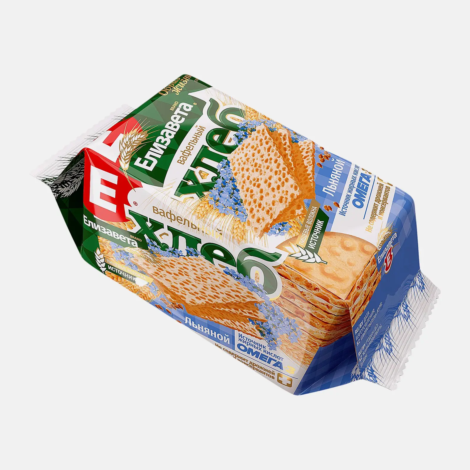 Изображение товара Хлебцы Льняные вафельные Елизавета 55г для здорового питания