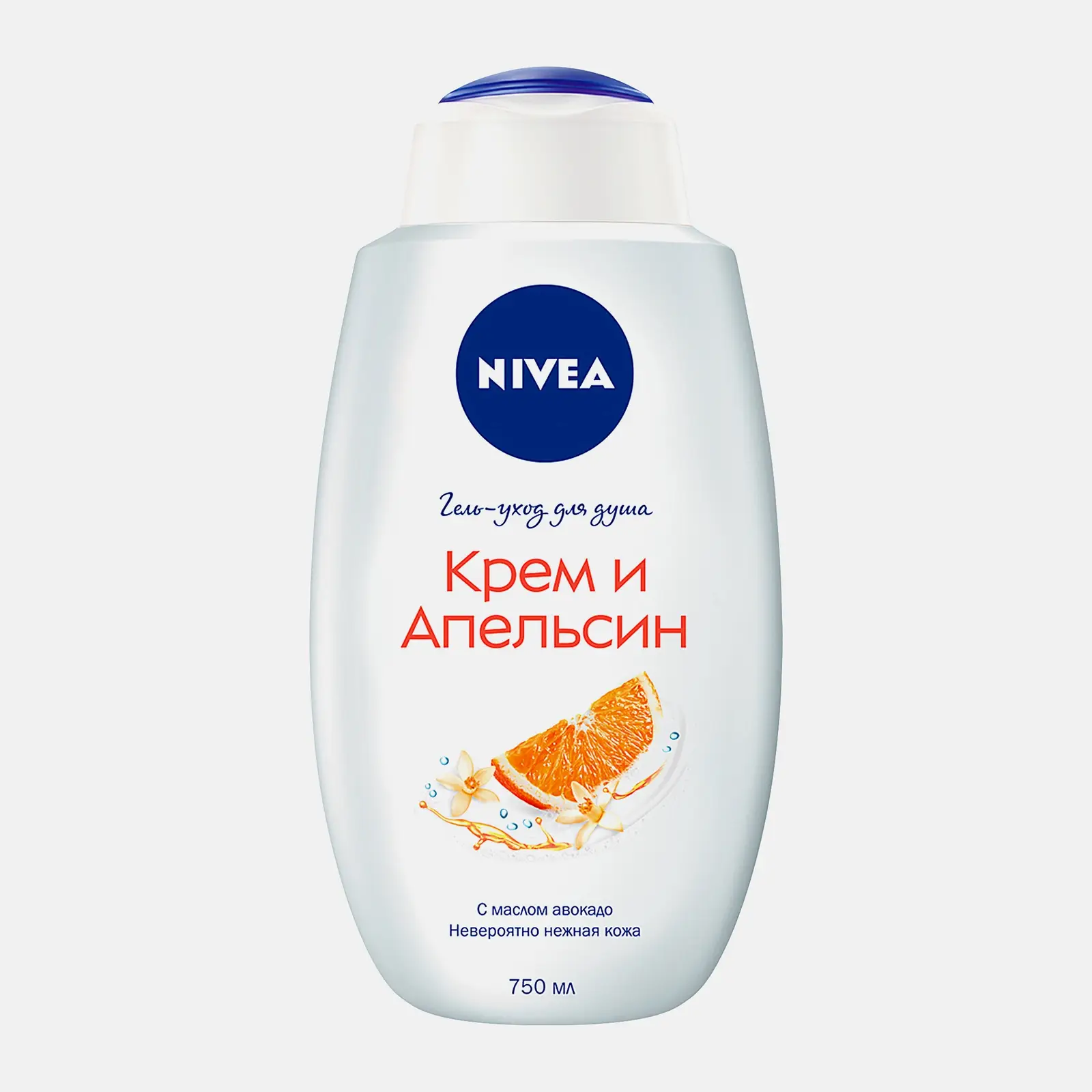 Изображение товара Гель для душа NIVEA Крем и апельсин 750 мл мягкое очищение свежесть для женщин