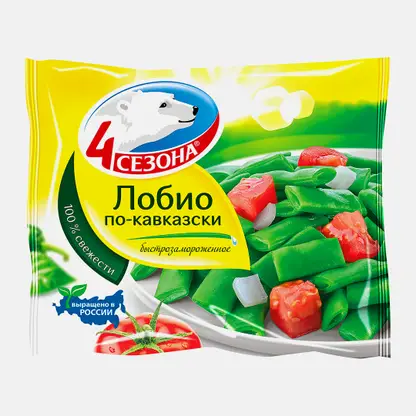 Овощная смесь 4 Сезона лобио по-кавказски быстрозамороженная 400г