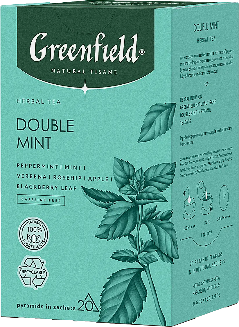Напиток чайный Greenfield Natural Tisane двойная мята 20 пирамидок