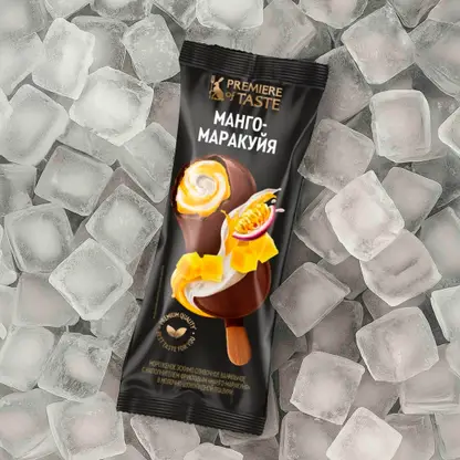Изображение товара Мороженое эскимо со вкусом манго-маракуйя в шоколадной глазури Premiere of taste 8% 80г