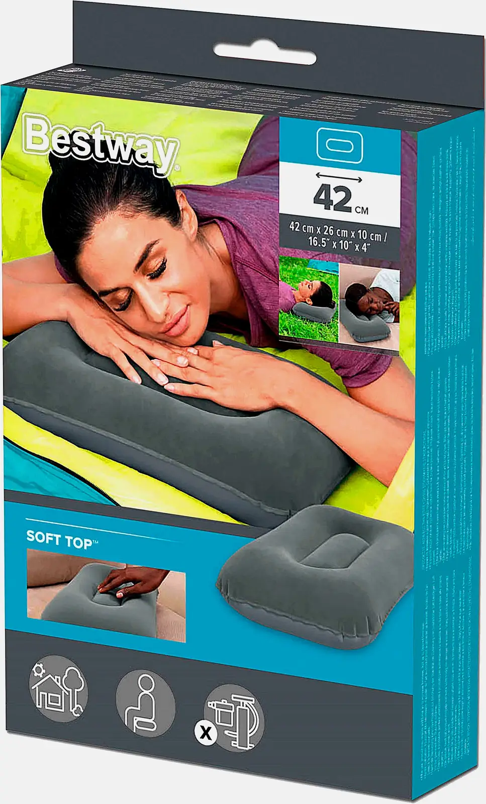 Подушка надувная Bestway флокированная 67121 42см