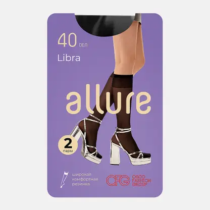 Гольфы женские Allure Libra 40 черные 2 пары