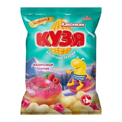 Изображение товара Кукурузные палочки Малиновый пончик Кузя Лакомкин 100г