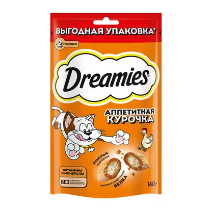 Изображение товара Лакомство для кошек Dreamies Подушечки с курицей 140г