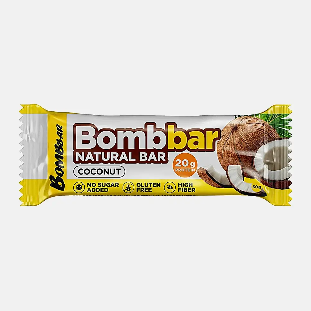 Изображение товара Батончик протеиновый Кокос Bombbar 60г Изображение товара Батончик протеиновый Кокос Bombbar 60г