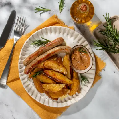 Изображение товара Колбаски с соусом и картофелем М Кухня 210г - готовое блюдо быстрое и вкусное