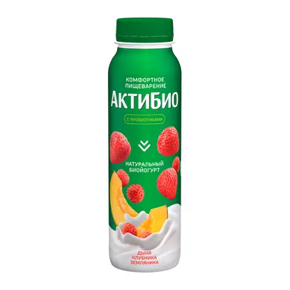 Изображение товара Биойогурт Актибио питьевой дыня клубника земляника 1.5% 260г