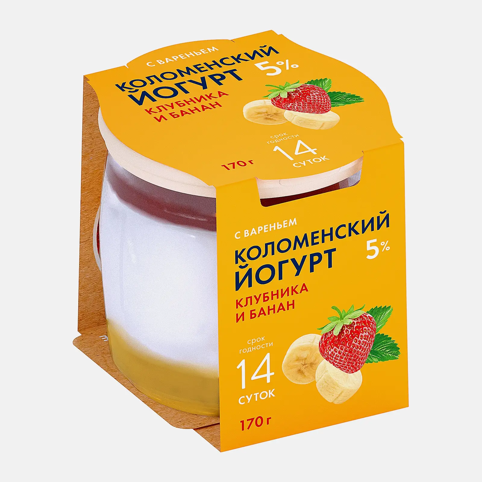 Йогурт Коломенский Клубника банан 5% 170г