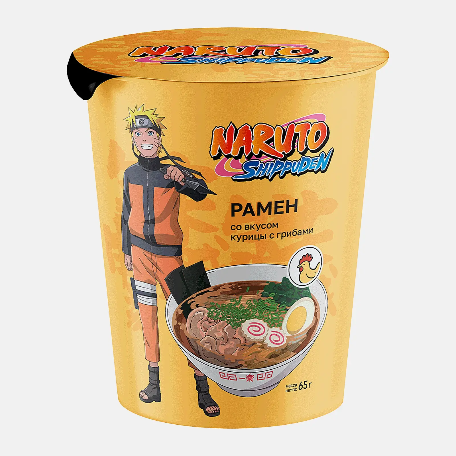Изображение товара Лапша быстрого приготовления Рамен со вкусом курицы с грибами Naruto 65г