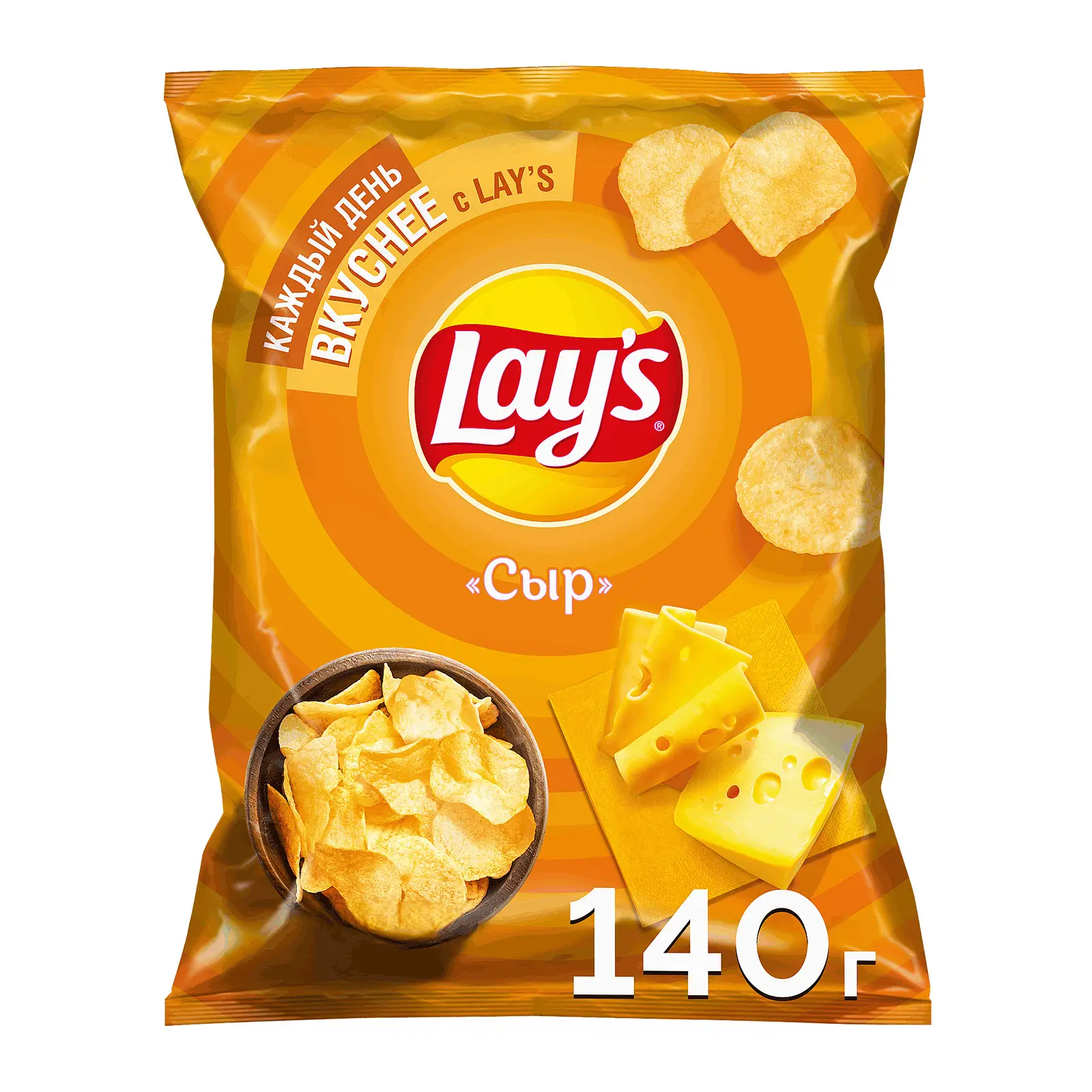 Изображение товара Чипсы Lays Сыр 140г - Хрустящий перекус с насыщенным вкусом