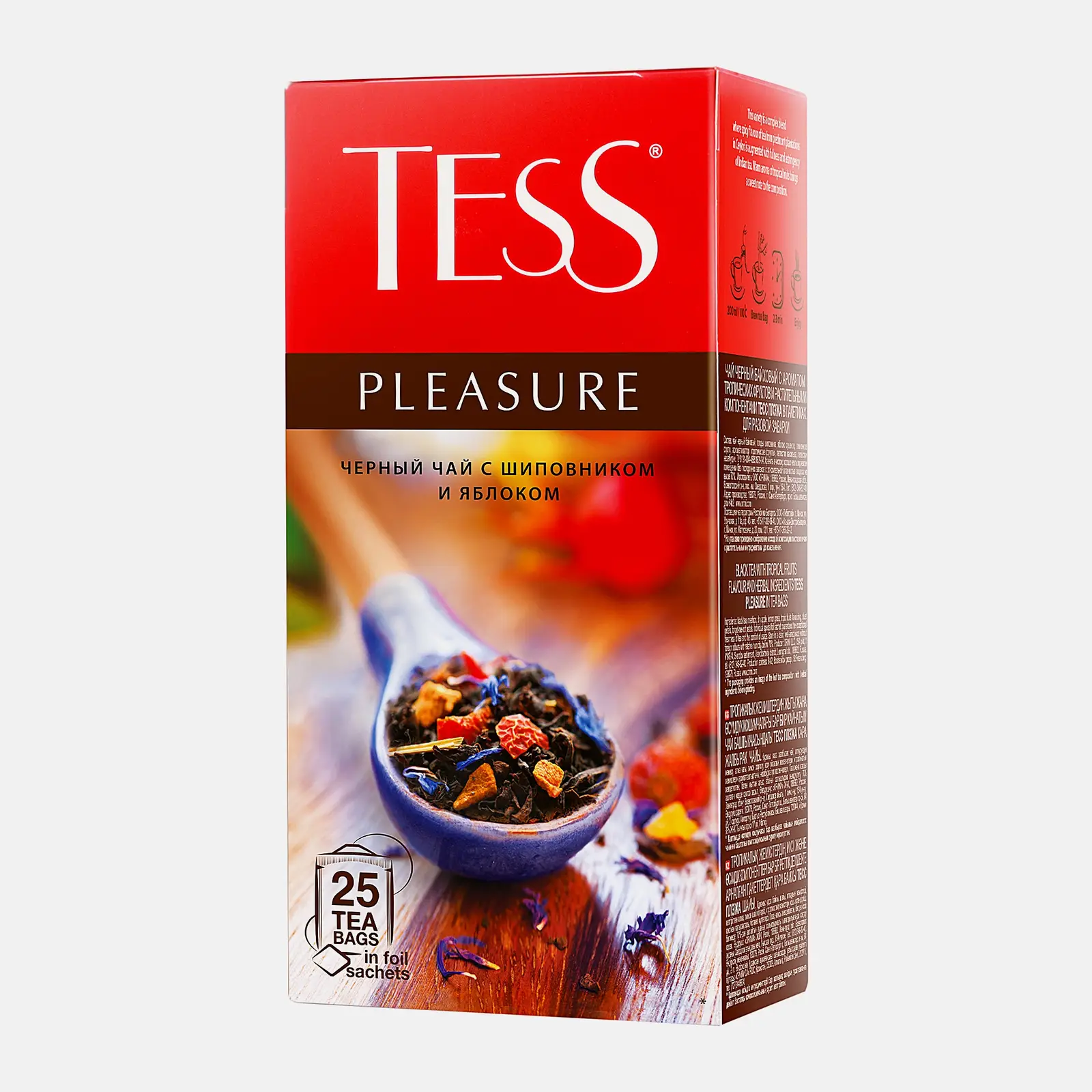 Чай черный Tess Pleasure с шиповником и яблоком 25пак*1.5г 37.5г