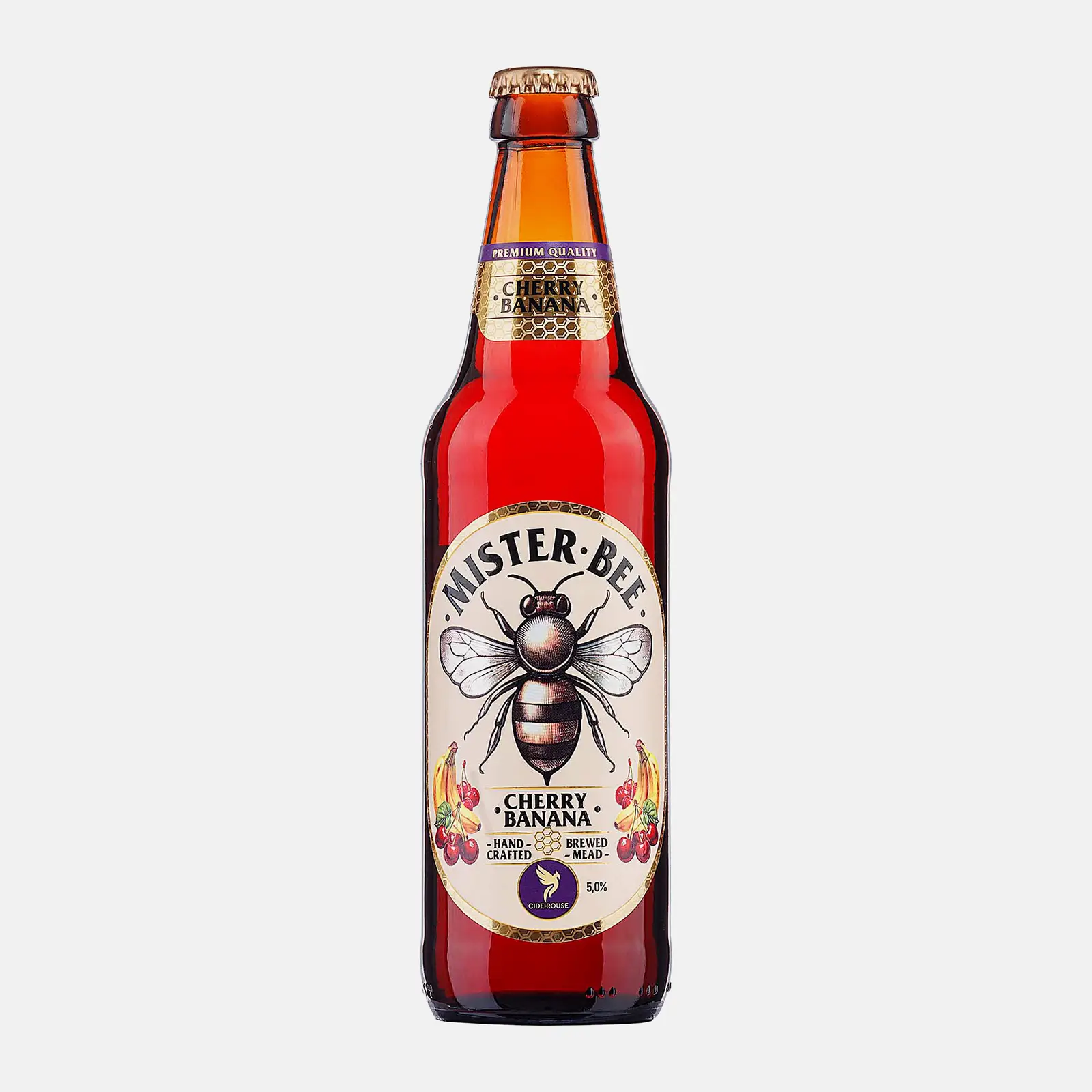 Медовуха Пчеловуха Вишня-банан фильтрованная непастеризованная Мister Bee 5% 450мл