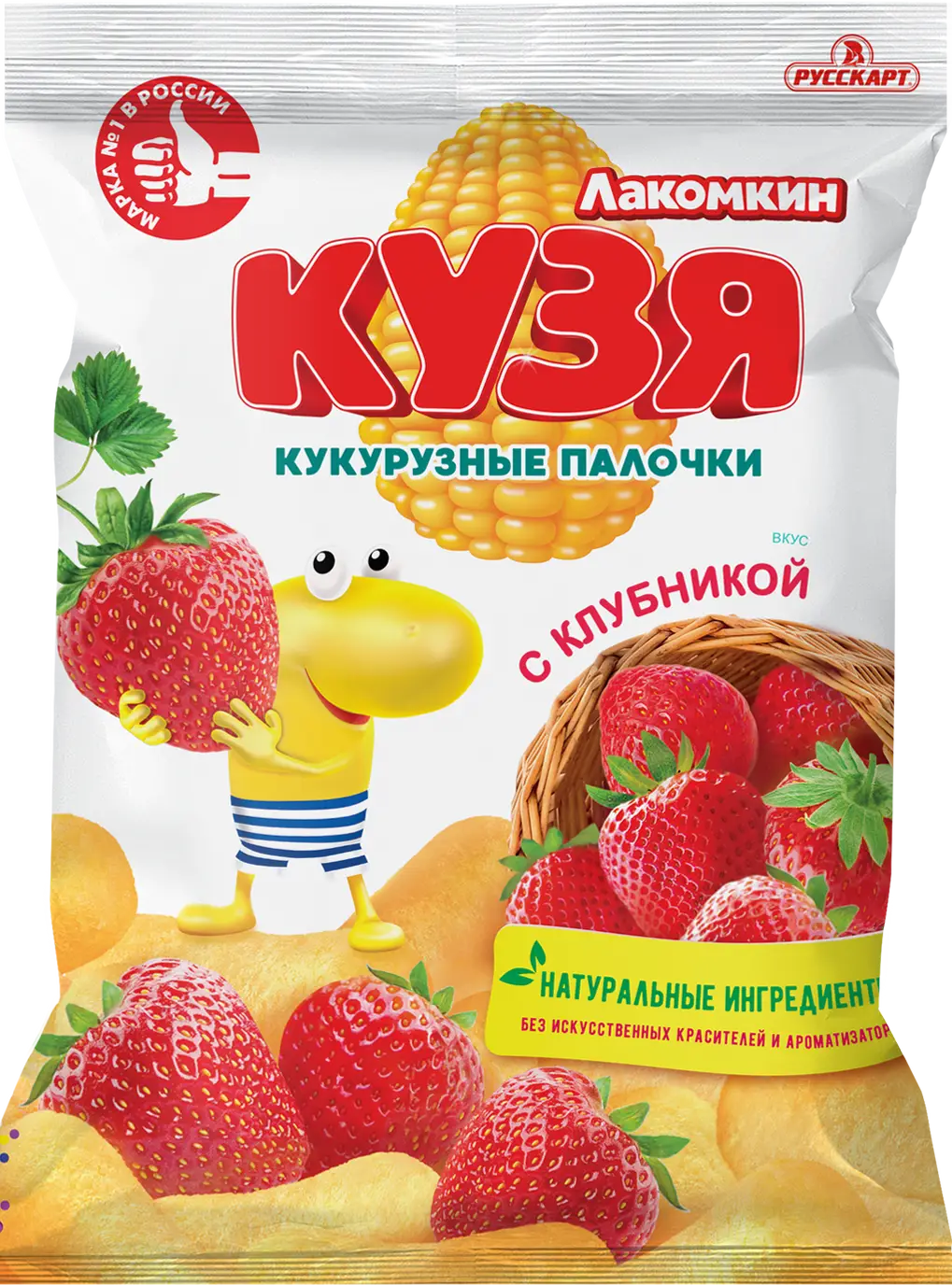 Кукурузные палочки Кузя Лакомкин вкус клубника 50г - Магнит-Продукты