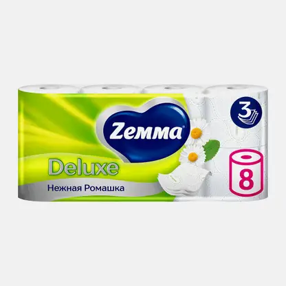 Туалетная бумага с ароматом цветов Deluxe Zemma 8 рулонов 3 слоя