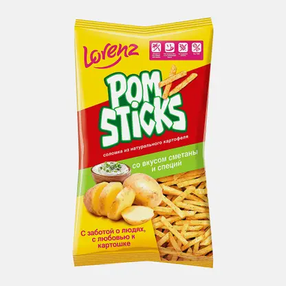 Чипсы картофельные соломкой Pomsticks со вкусом сметаны и специй 100г