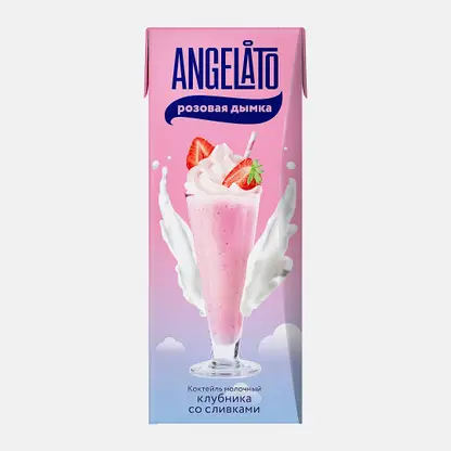 Молочный коктейль со вкусом Клубника со сливками Angelato 2% 200г